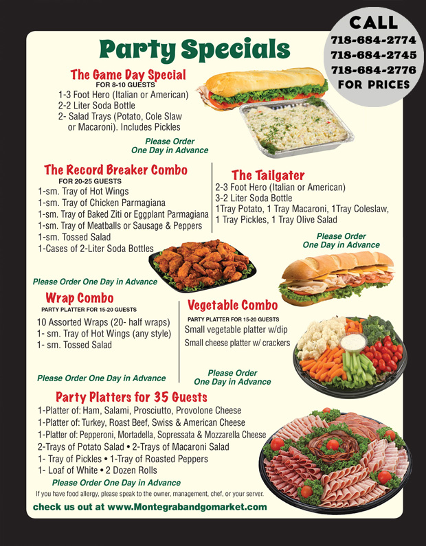 Monte Grab and Go Market Catering Menu