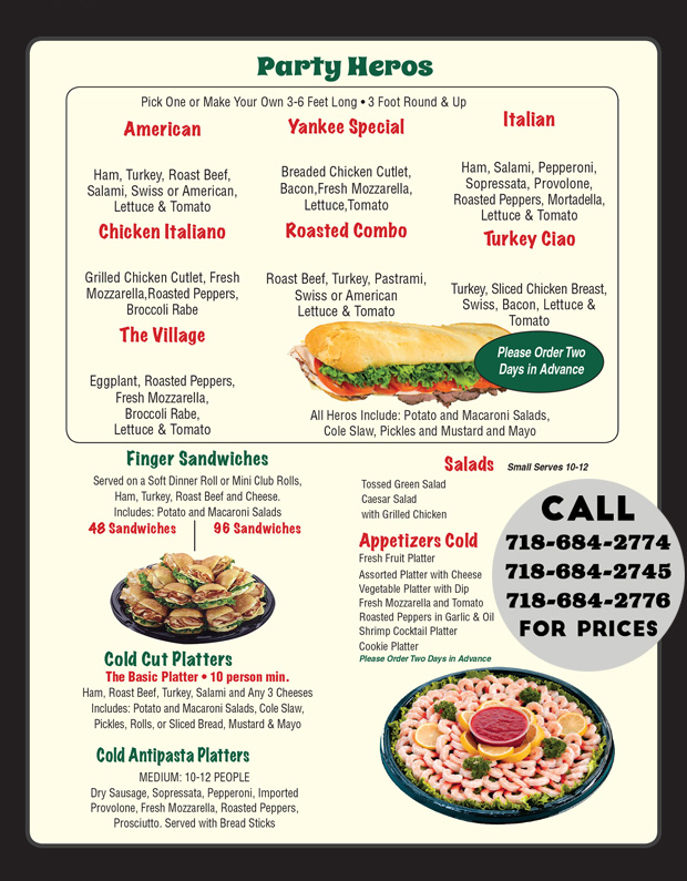 Monte Grab and Go Market Catering Menu